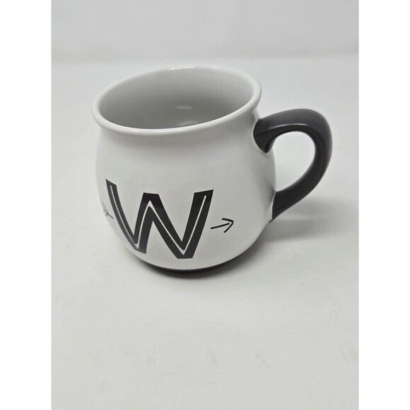 THRESHOLD TARGET WHITE & GREY MONOGRAM INITIAL W COFFEE MUG CUP BEVERAGE RETIRED - Picture 2 of 11